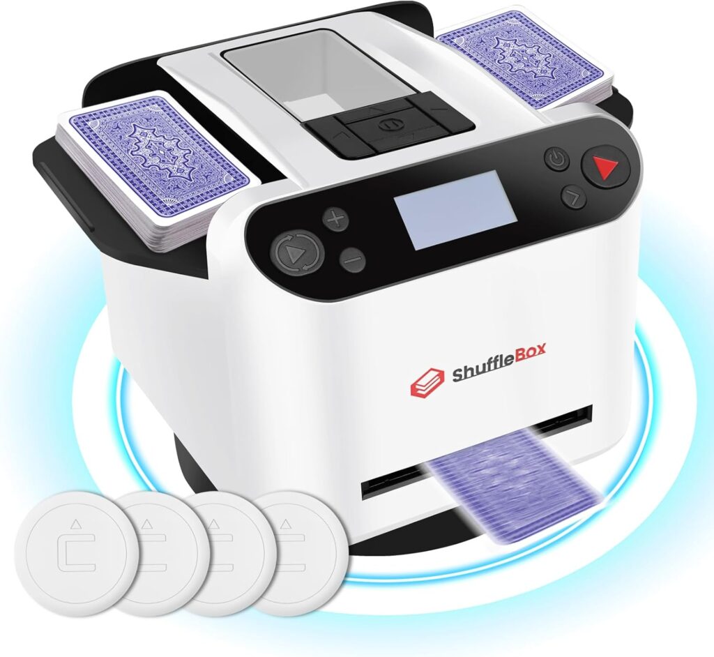 Automatic Card Shuffler and Dealer 2-in-1 - Rechargeable, Ultra-Quiet, and Remote-Controlled