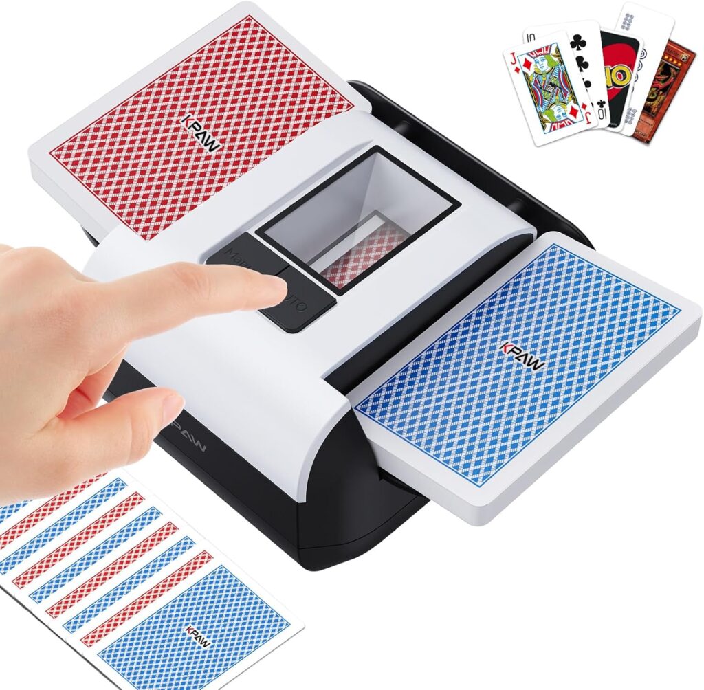 Automatic Card Shuffler - Rechargeable, Low-Noise Shuffling Machine for 1-2 Decks